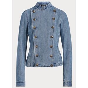 Lauren Ralph Lauren Denim Officer's Jacket Women's Size 12 Military Style Blue